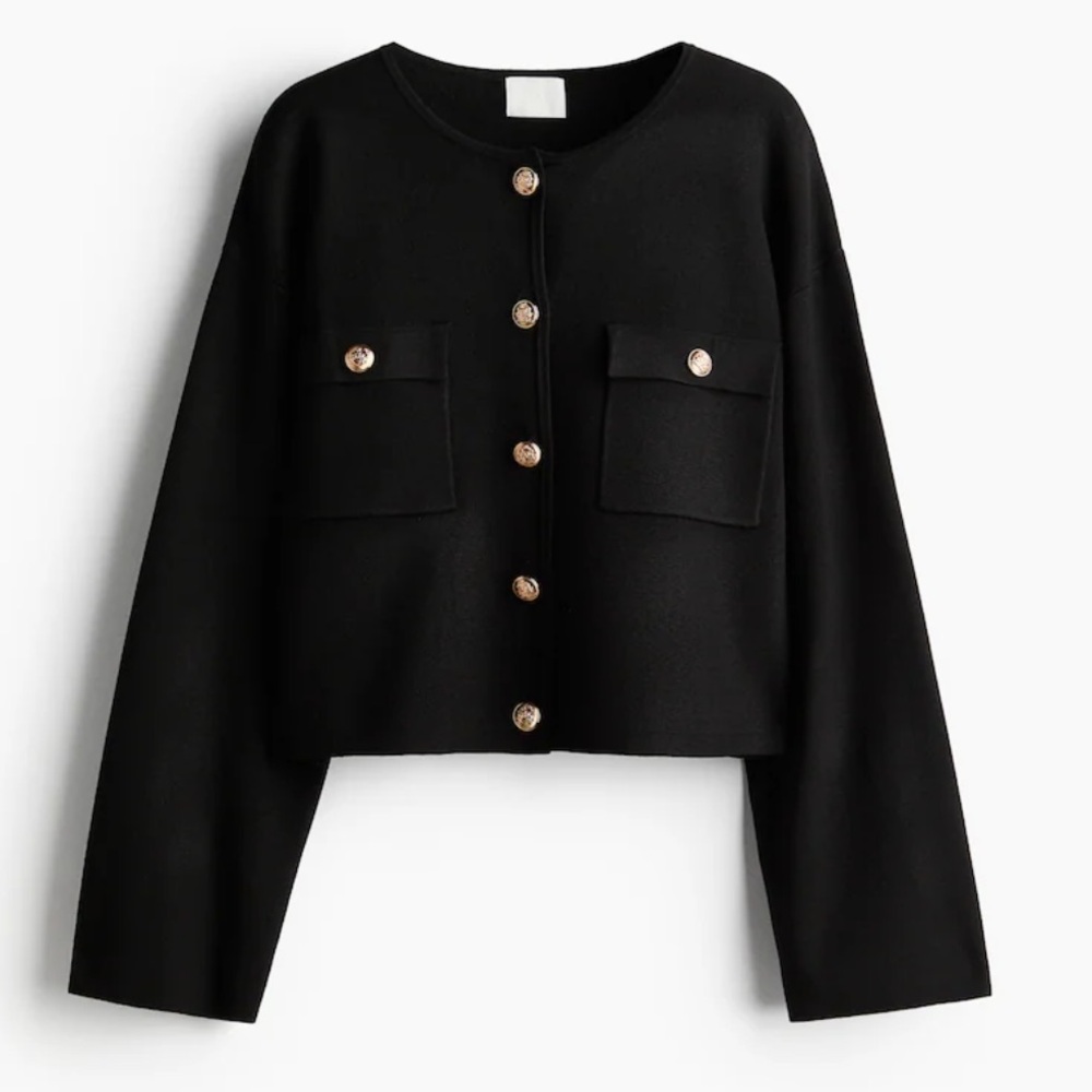 H&M Black Cardigan with Gold Accents
